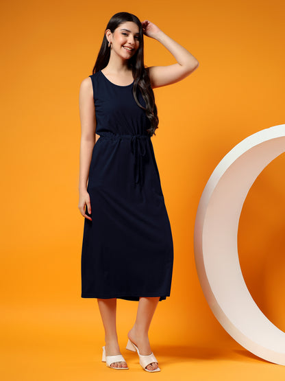 Belted Cotton Fit & Flare Midi Dress