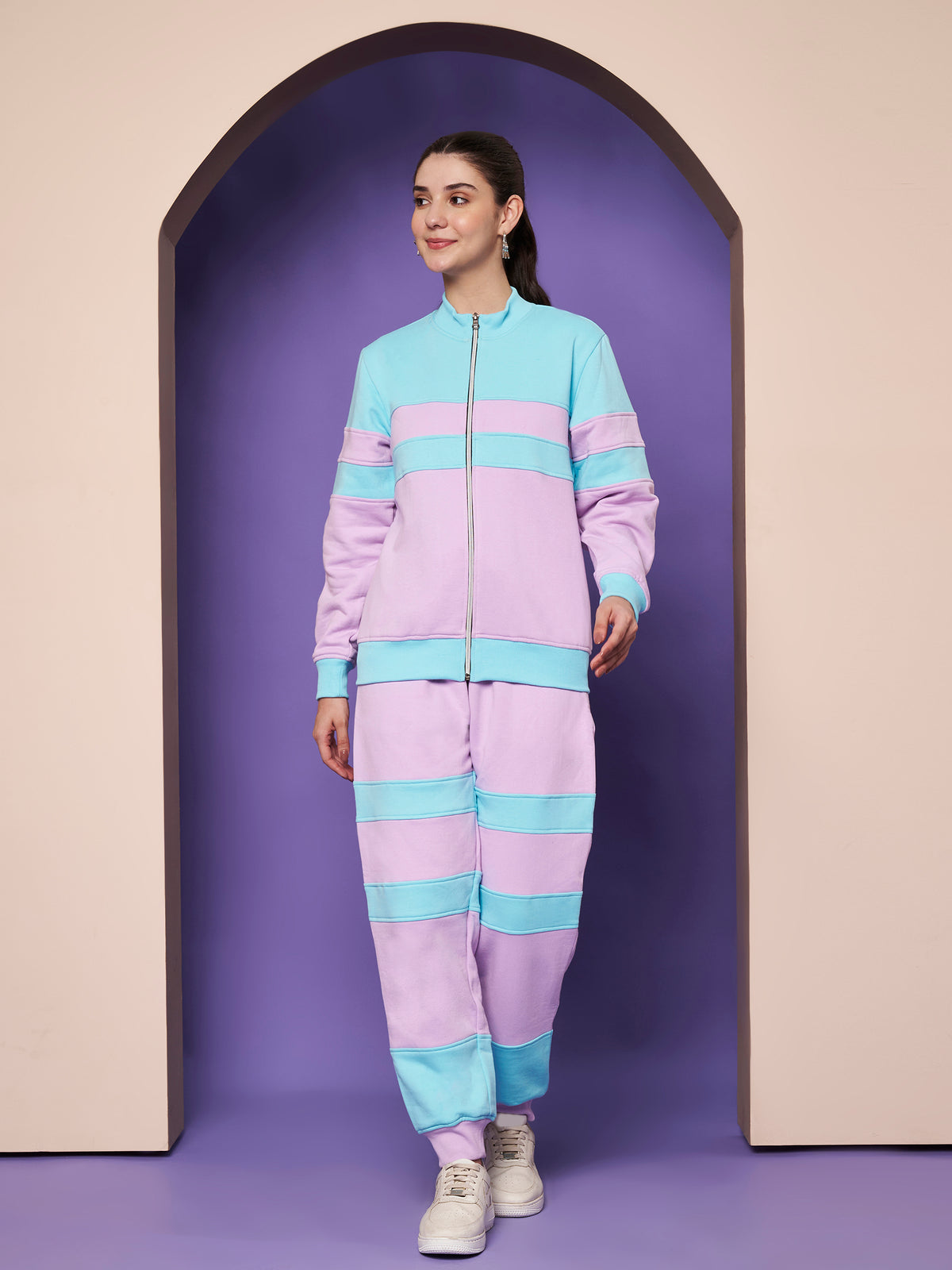 Colourblocked Wrinkle Free Zip Trousers