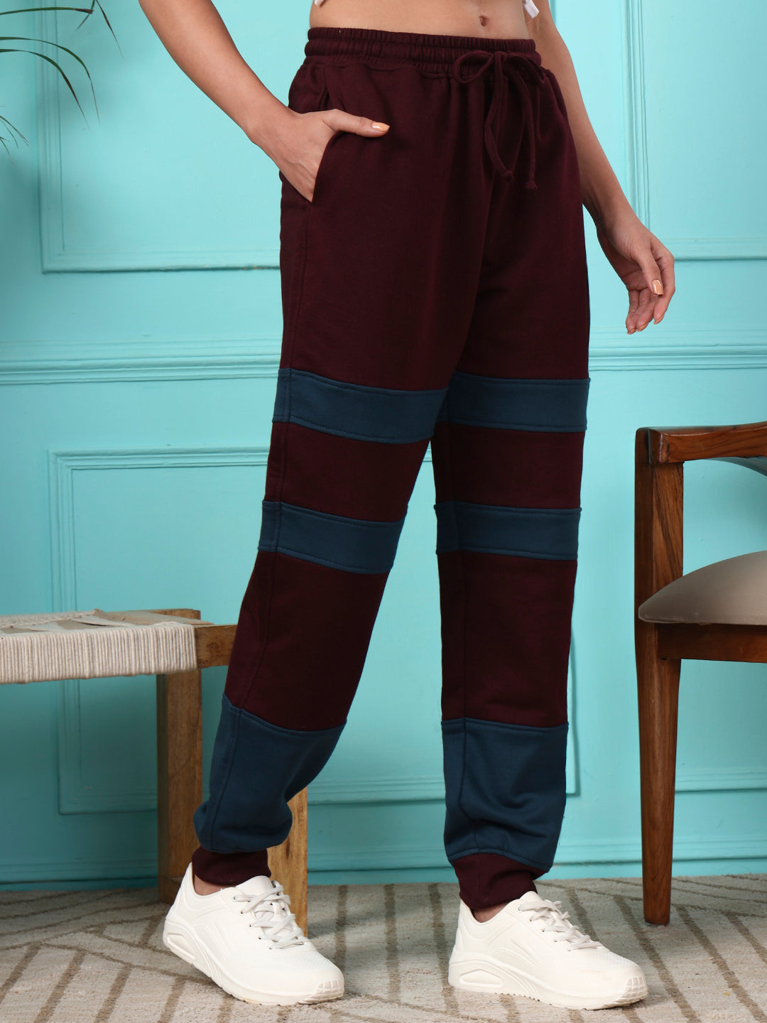 Colourblocked Wrinkle Free Zip Trousers