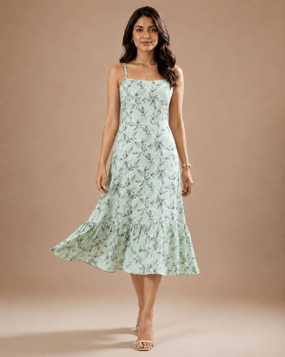 Printed Sleeveless Midi Dress
