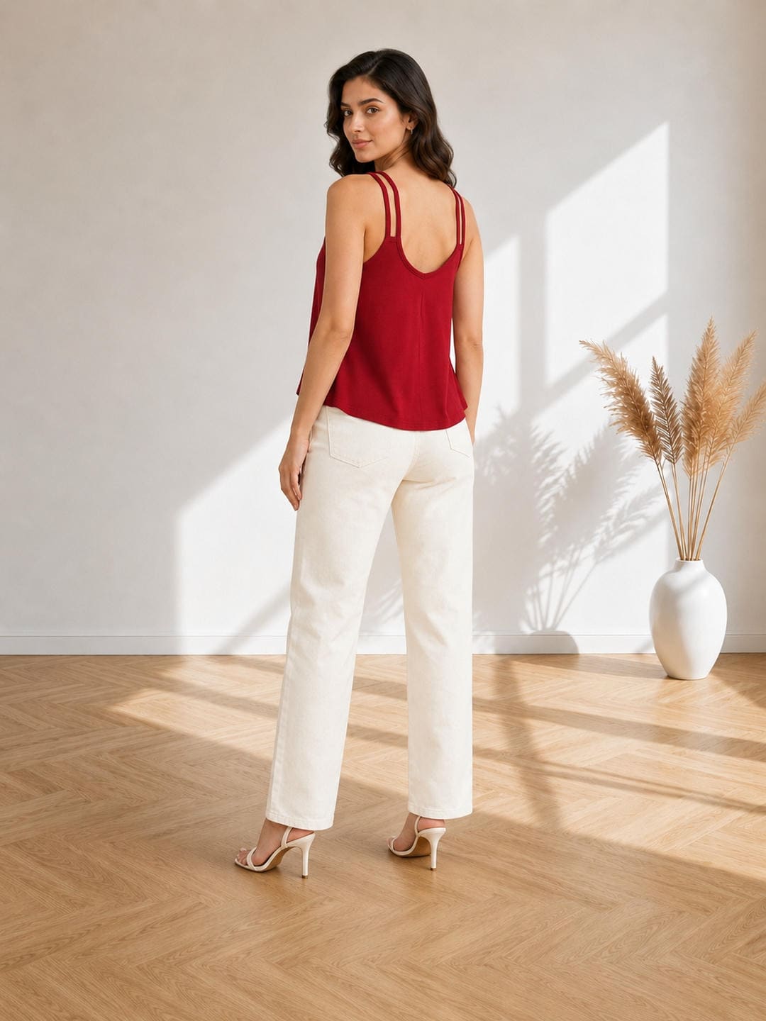 Solid V-Neck Relaxed Fit Cami Top
