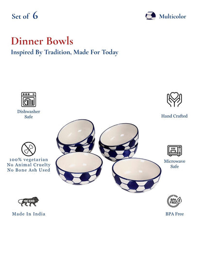 Dinner Bowls Set of 6 | Blue |220 ml