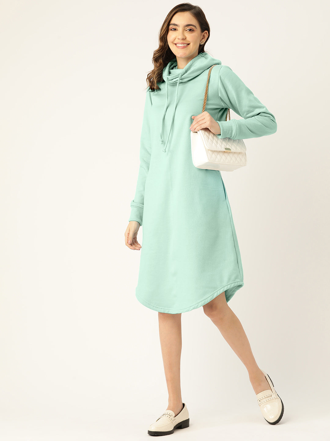 Cowl Neck Midi Jumper Dress