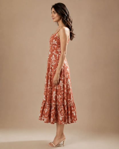 Printed Sleeveless Midi Dress