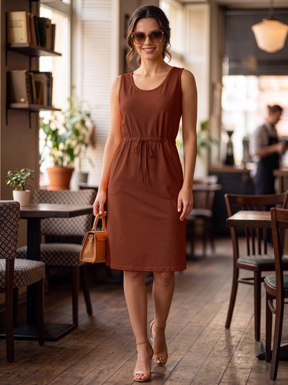 Tie-Up Detail Cotton Shift Dress