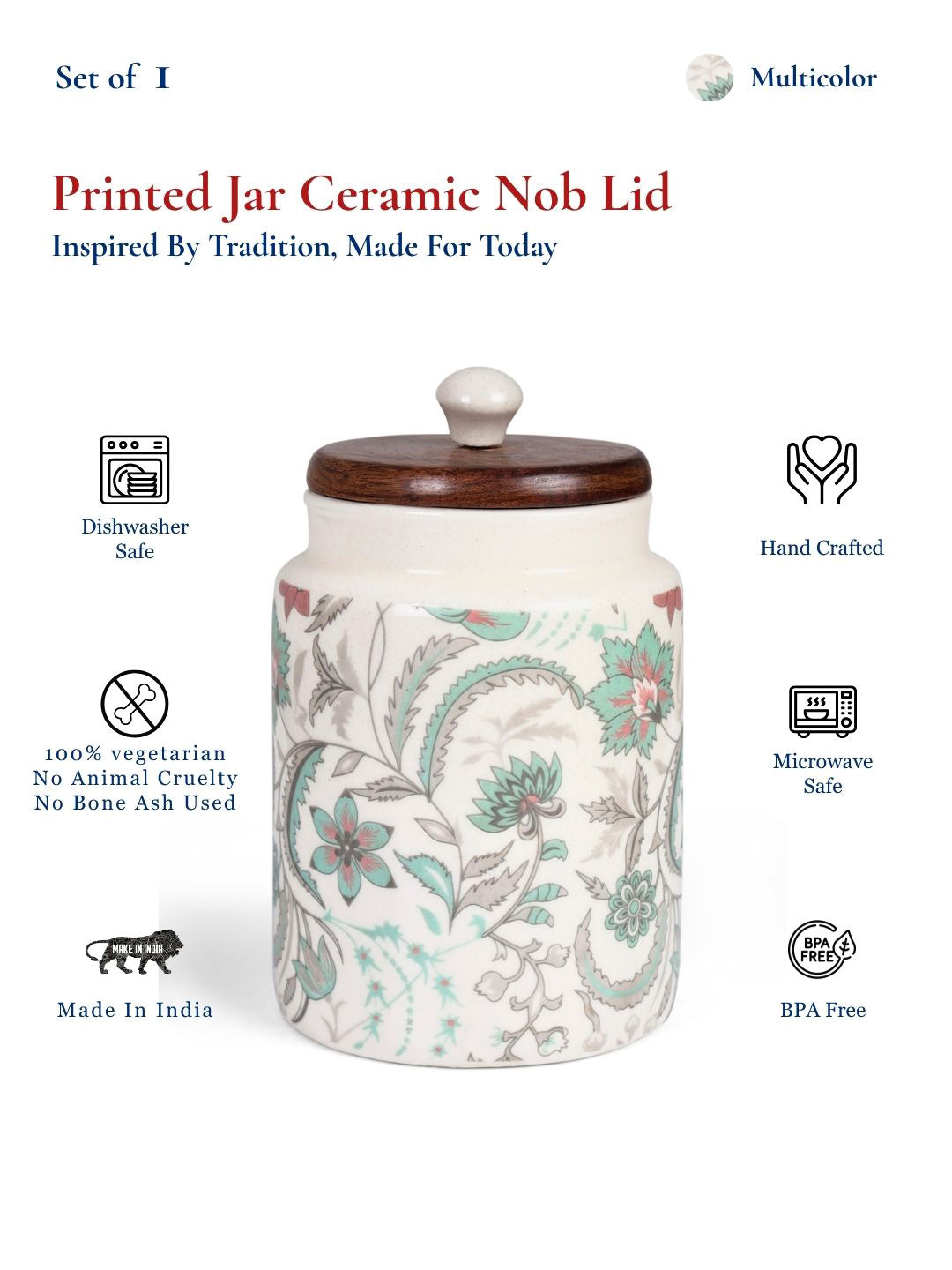 Storege Jar | Multicolor - 900 ml