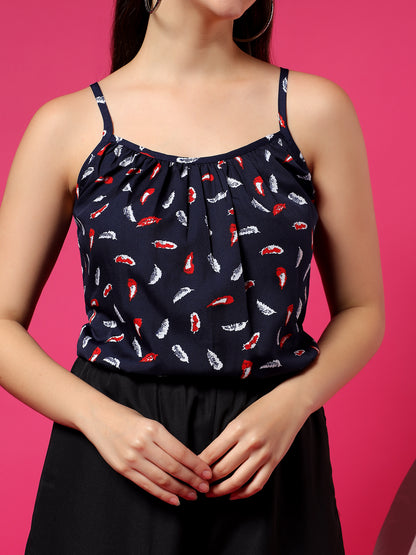 Printed Shoulder Straps Sleeveless Jumpsuit