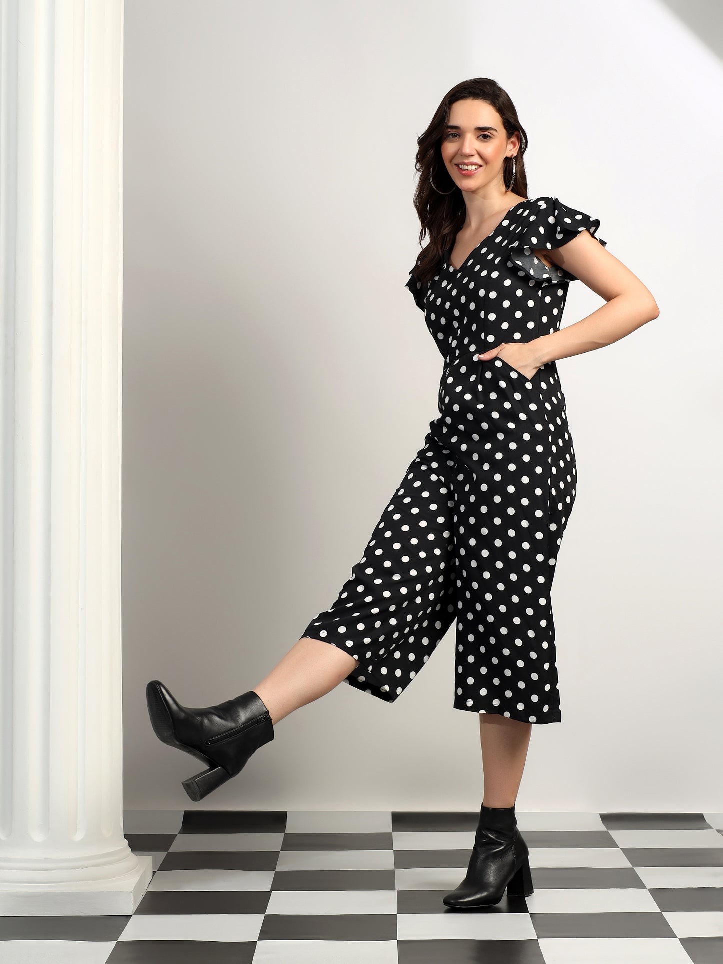 BRINNS Women Printed Short Sleeve Capri Jumpsuit