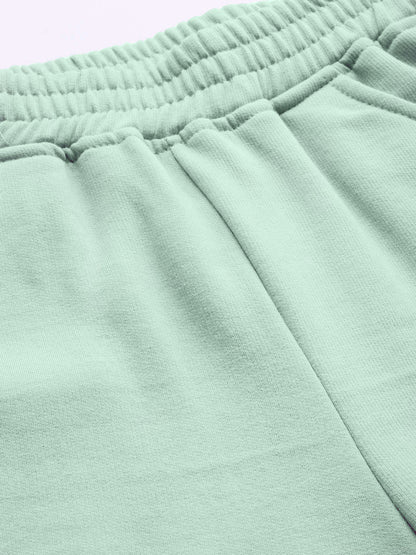 Solid Relaxed Straight Fit PolyCotton Fleece Trousers