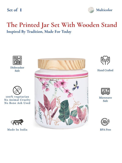 Jar Set with Wooden Lid & Stand - 750 ml each