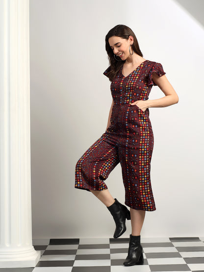 BRINNS Women Printed Short Sleeve Capri Jumpsuit