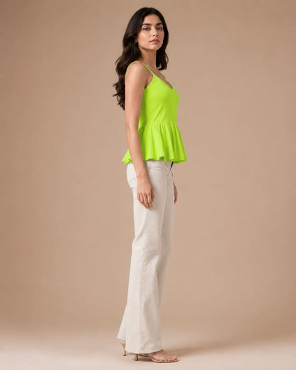 Shoulder Strap Peplum Top