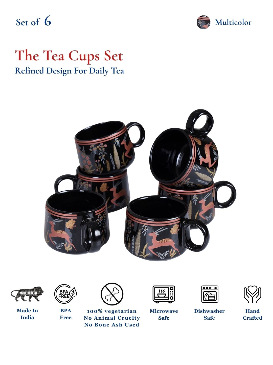 Coffee Mugs Set of 6 | 200 ml