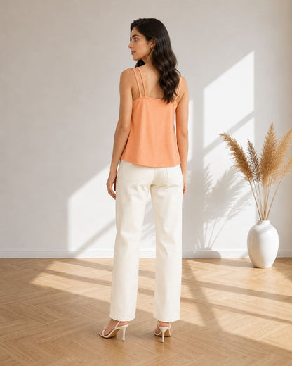 Solid V-Neck Relaxed Fit Cami Top