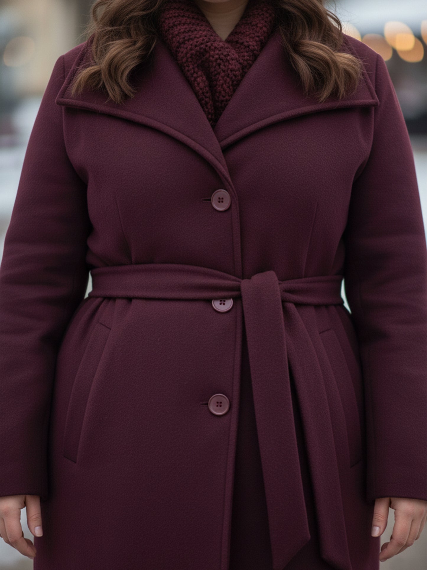 Plus Size Shawl Collar Tie-Ups Longline Overcoat