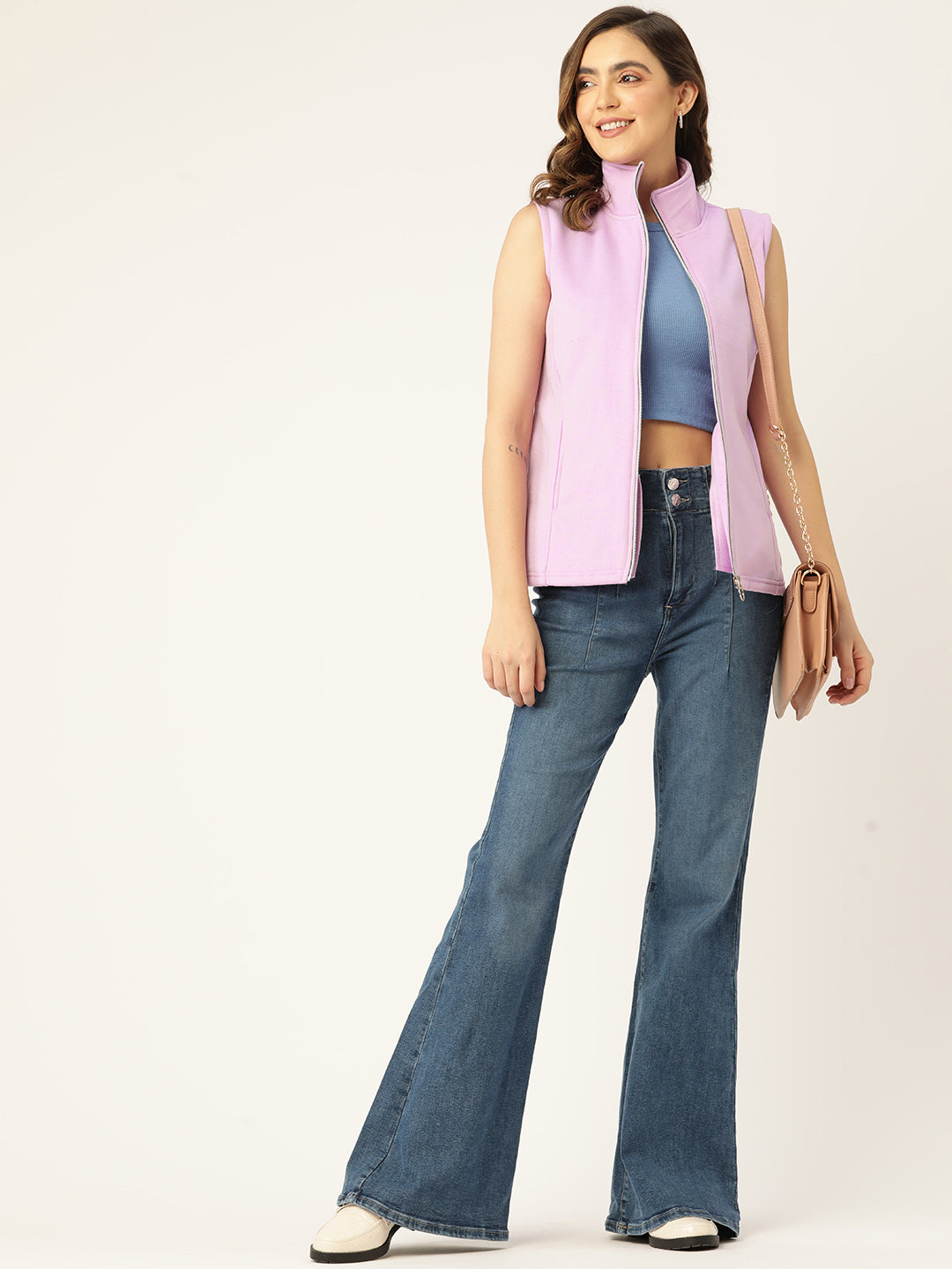 Solid Tailored Sleeveless Fleece Jacket