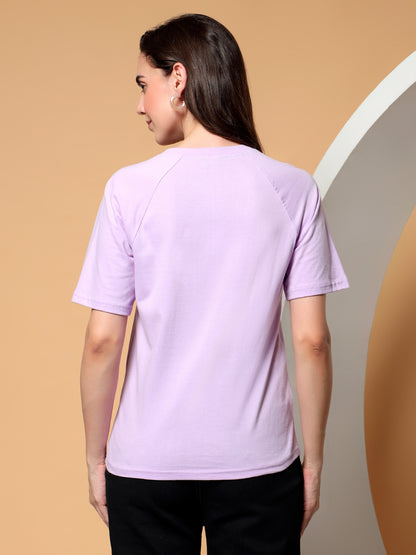 BRINNS Women Solid Raglan Sleeves Round Neck Cotton T-shirt