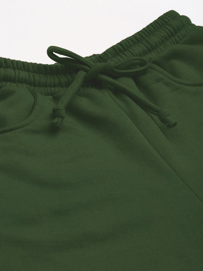 Solid Relaxed Straight Fit PolyCotton Fleece Trousers