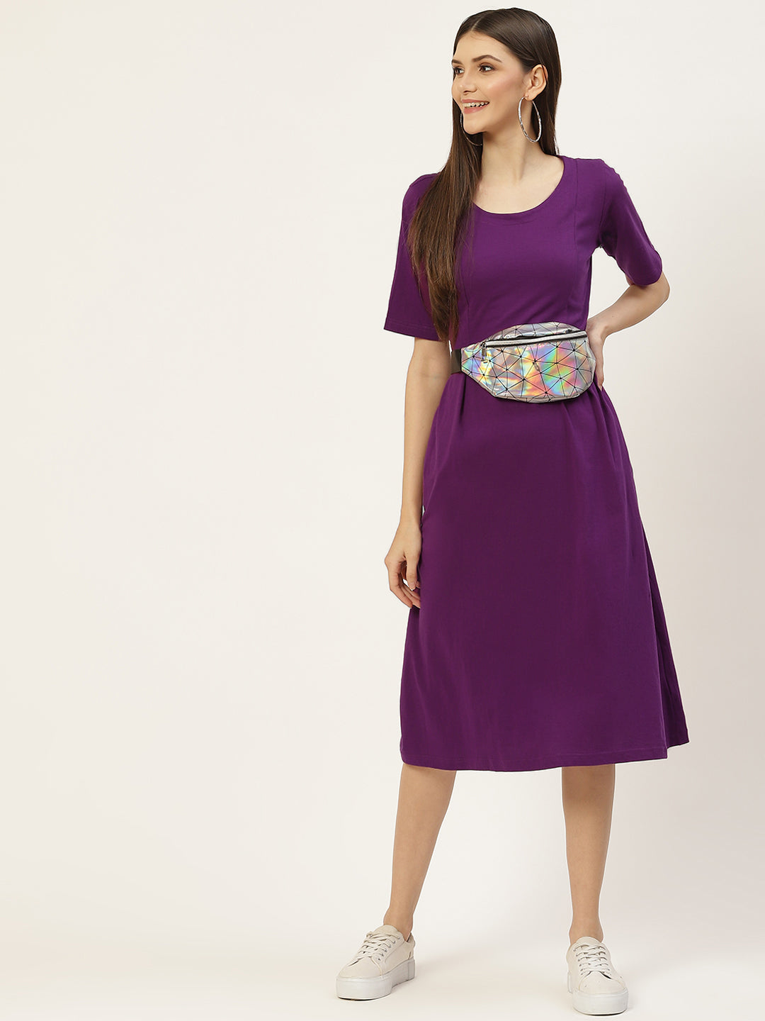 Pure Cotton A-Line Midi Dress