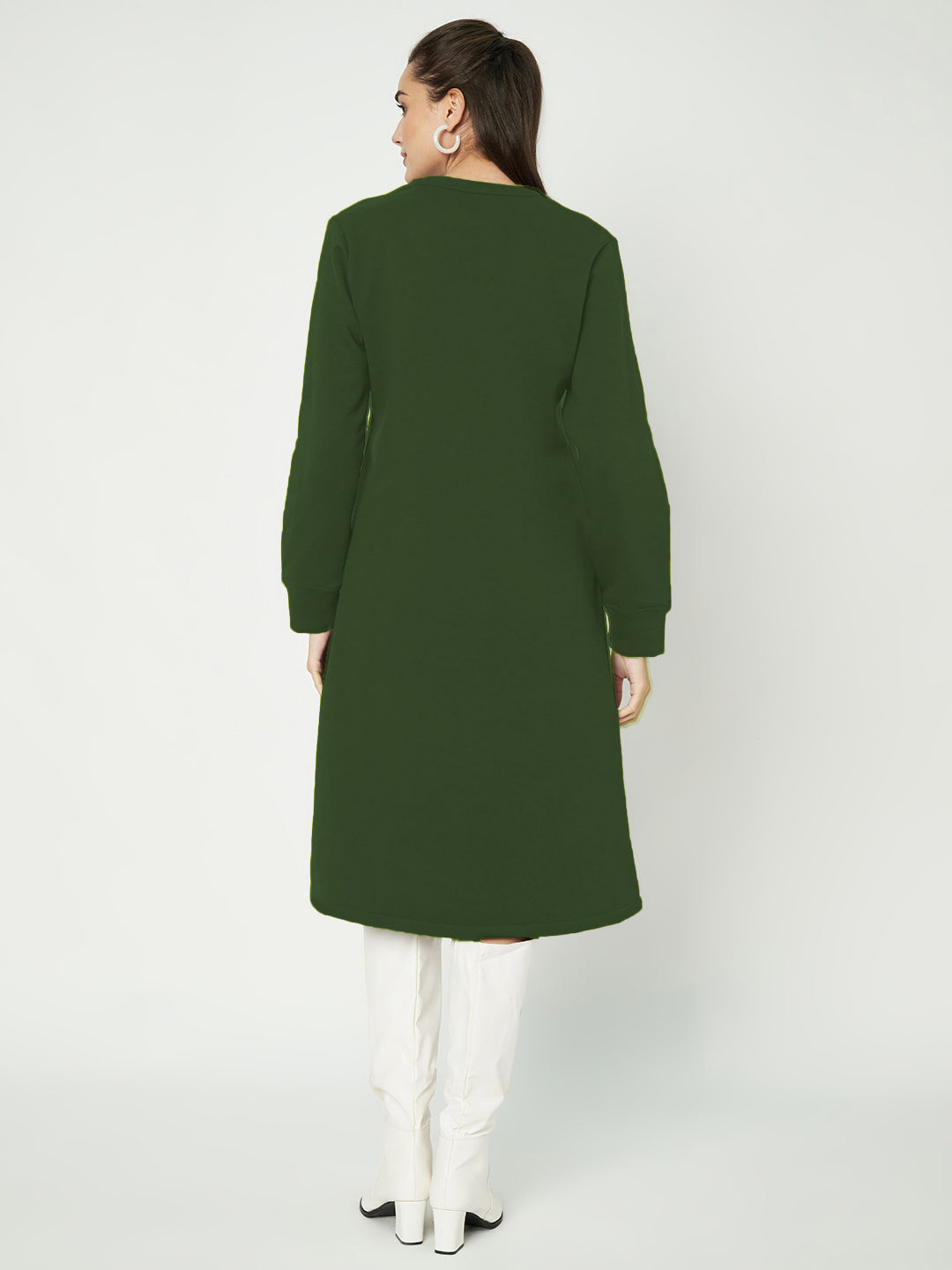 A-Line Dress with V-Neck Split Mandarin Collar