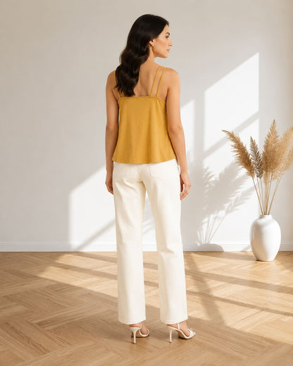 Solid V-Neck Relaxed Fit Cami Top