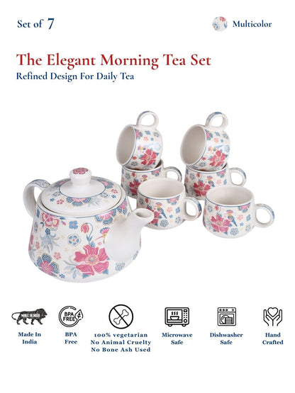 Tea Set | Printed | Kettle (1200 ml) & 6 Cups (200 ml)