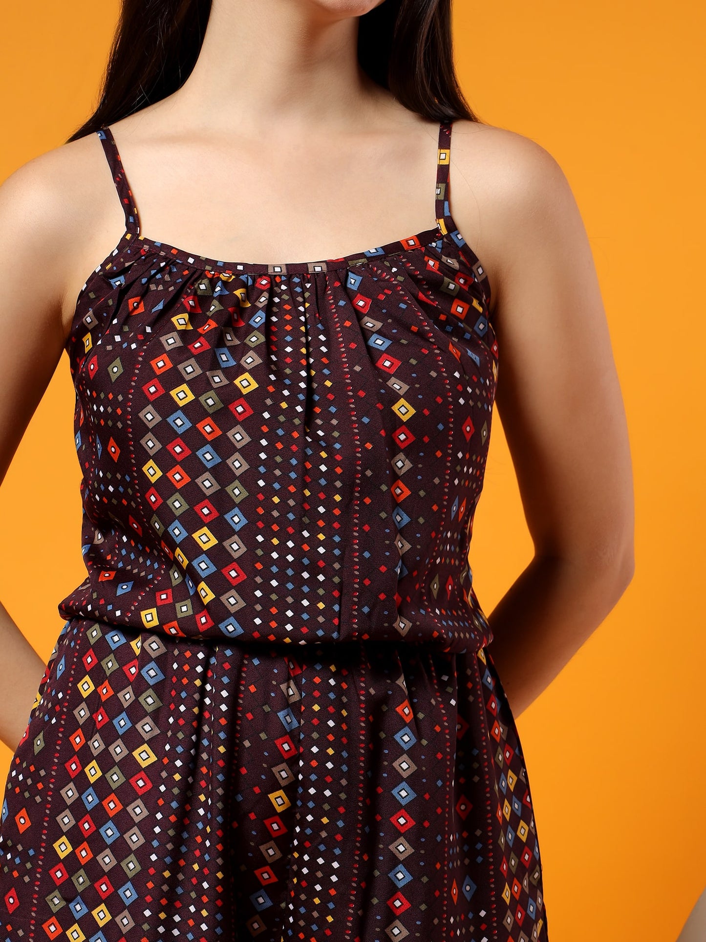 Printed Shoulder Straps Sleeveless Jumpsuit