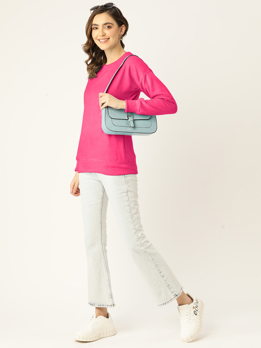 Solid Fleece Pullover Sweatshirt with Pockets