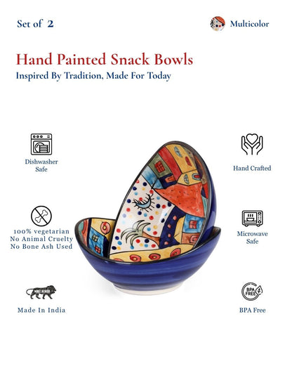 Snack Bowls | Multicolor Handpainted | 450 ml
