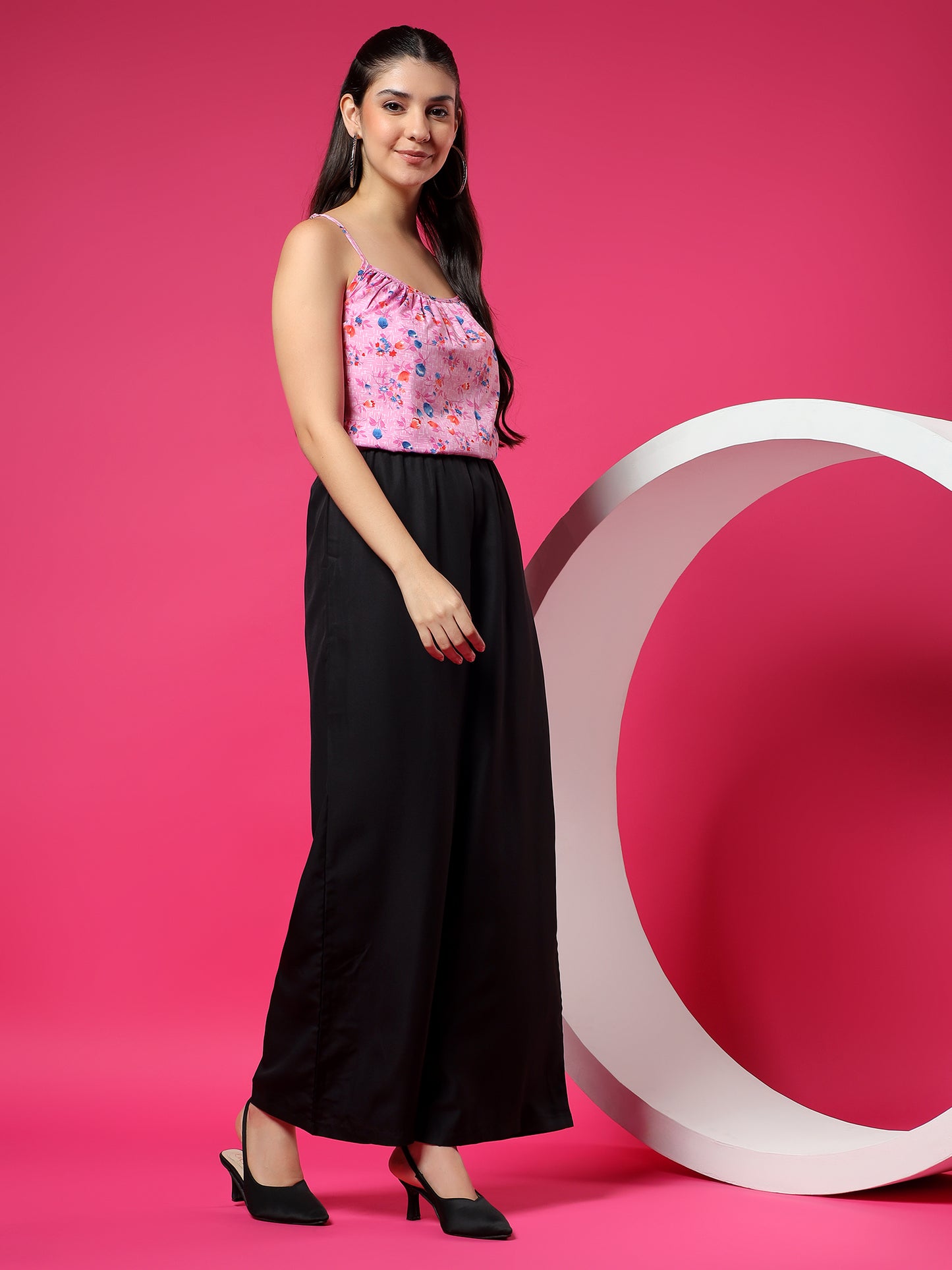 Printed Shoulder Straps Sleeveless Jumpsuit