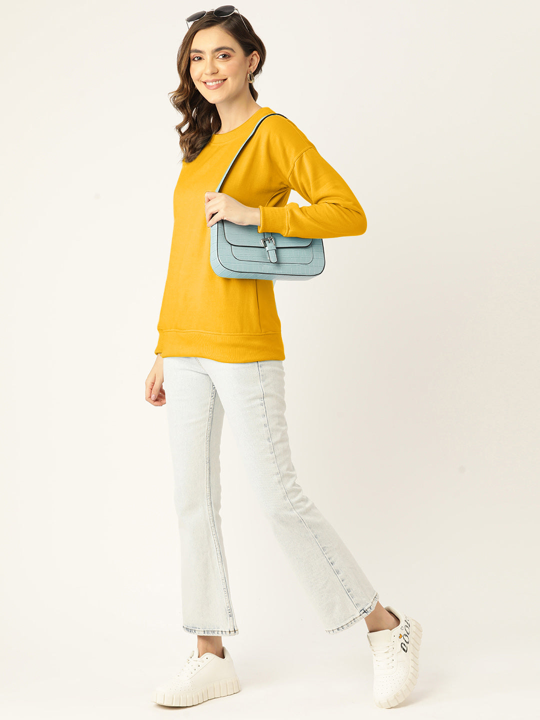Solid Fleece Pullover Sweatshirt with Pockets