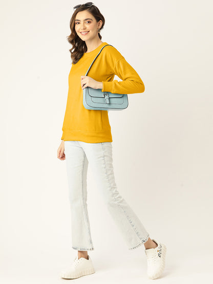 Solid Fleece Pullover Sweatshirt with Pockets
