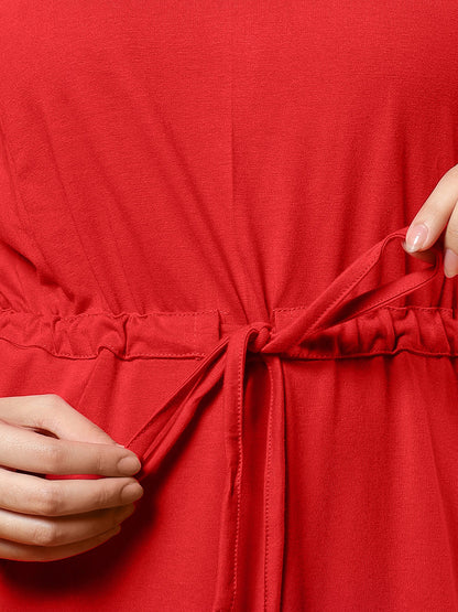 Belted Cotton Fit & Flare Midi Dress