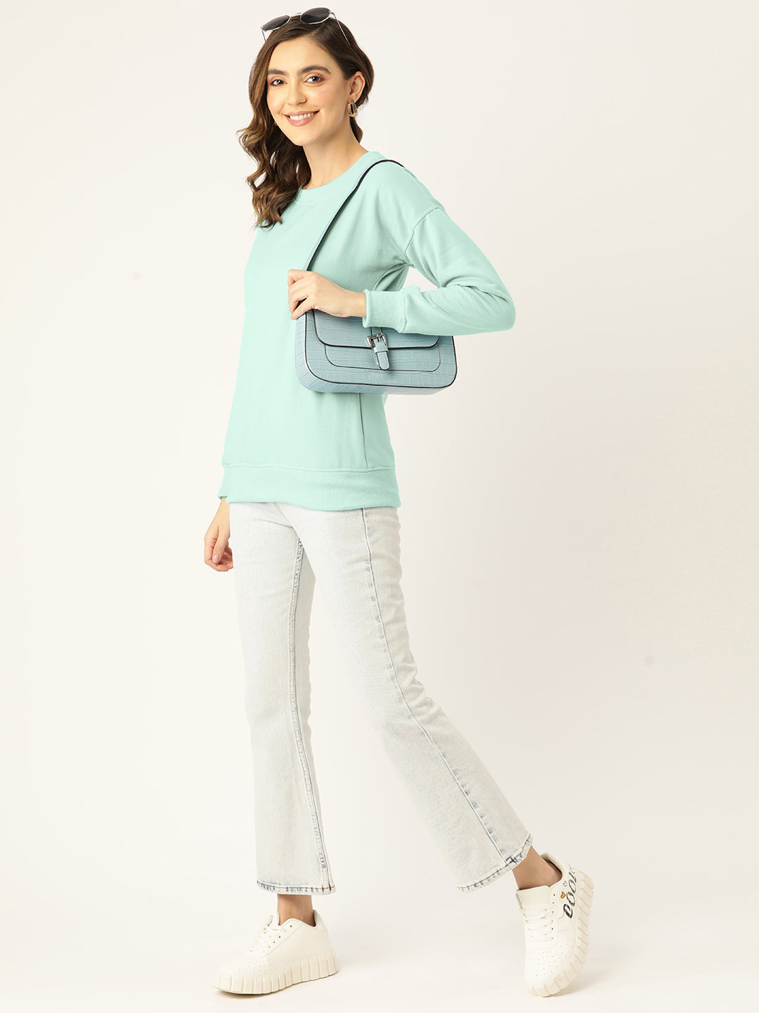 Solid Fleece Pullover Sweatshirt with Pockets
