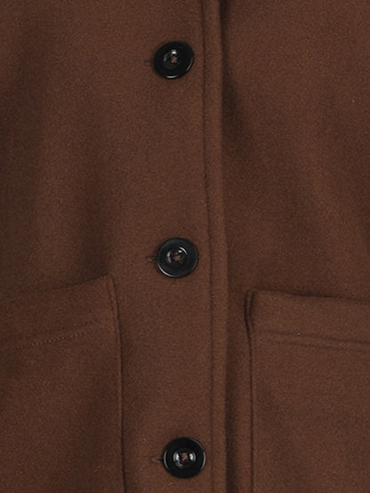 Plus Size Spread Collar Felt Jacket