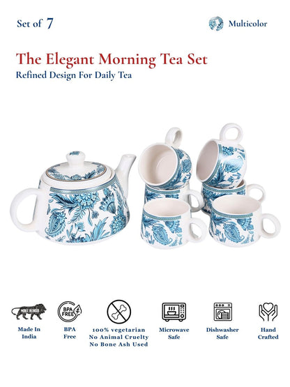 Tea Set | Printed | Kettle (1200 ml) & 6 Cups (200 ml)
