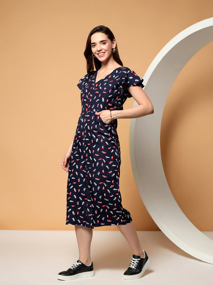 BRINNS Women Printed Short Sleeve Capri Jumpsuit