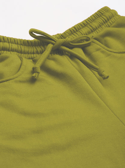 Solid Relaxed Straight Fit PolyCotton Fleece Trousers