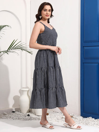 Tiered Fit & Flare Midi Dress