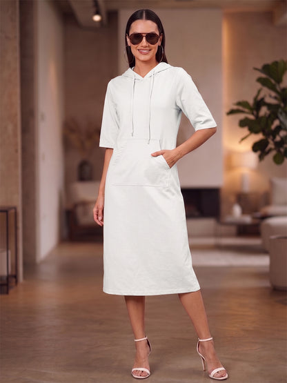 BRINNS Women Hooded Pure Cotton T-shirt Midi Dress