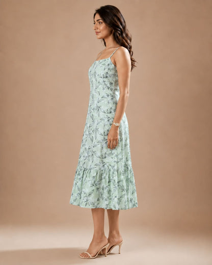Printed Sleeveless Midi Dress