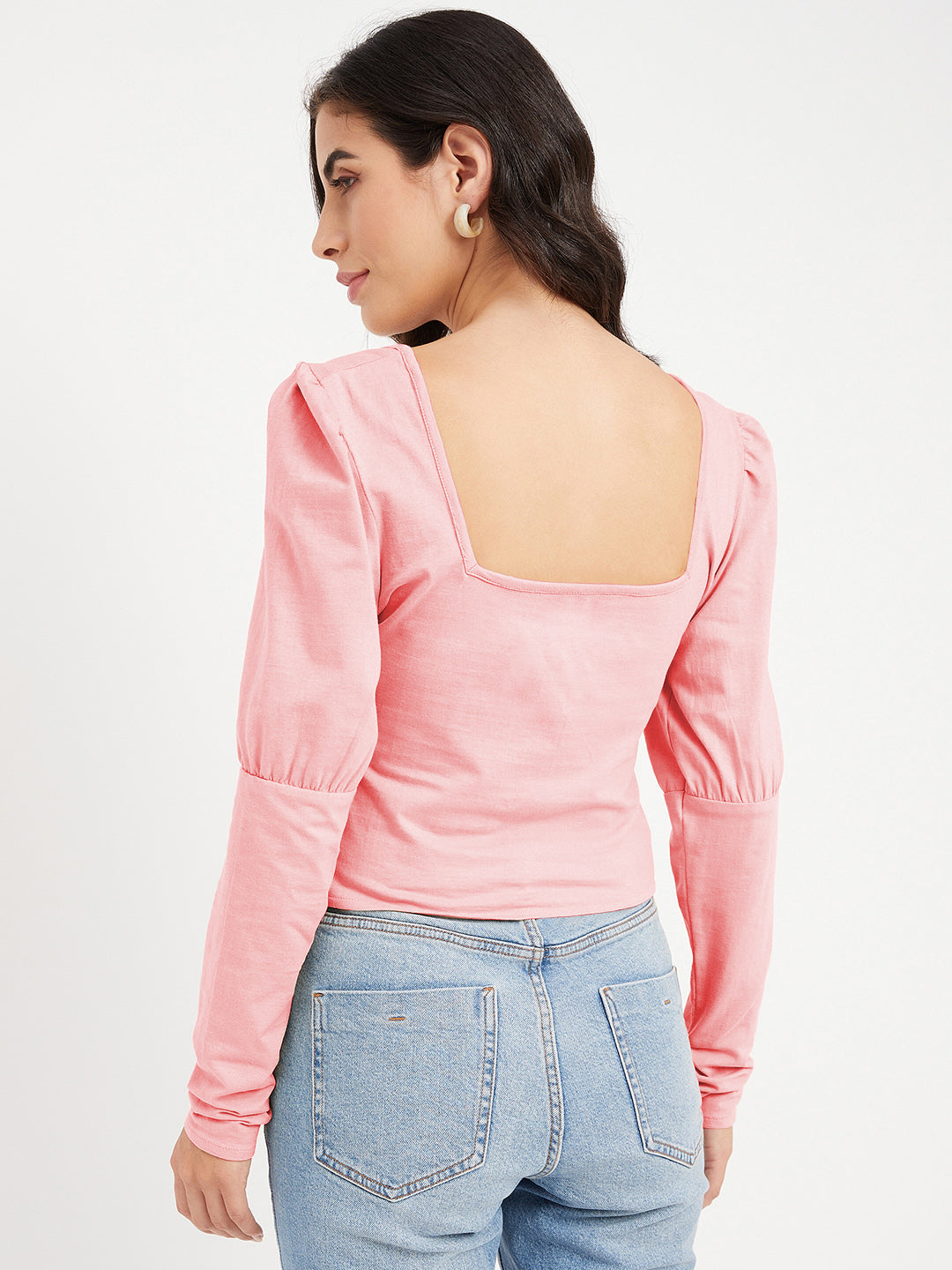 Square Neck Puff Sleeve Casual Top