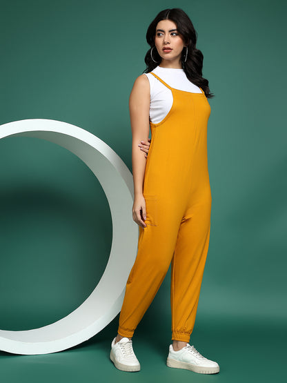 Shoulder Straps Pure Cotton Basic Jumpsuit