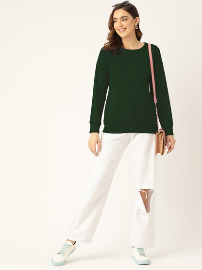 Solid Fleece Pullover Sweatshirt with Pockets