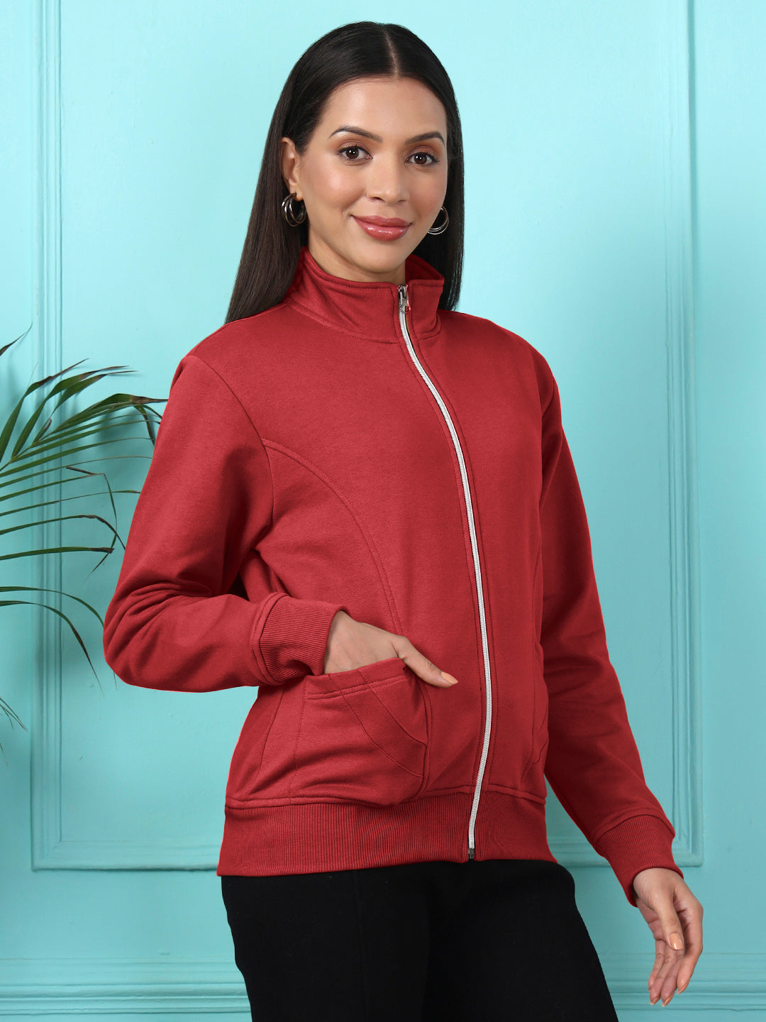 Stand-Collar Jacket with Front Pockets
