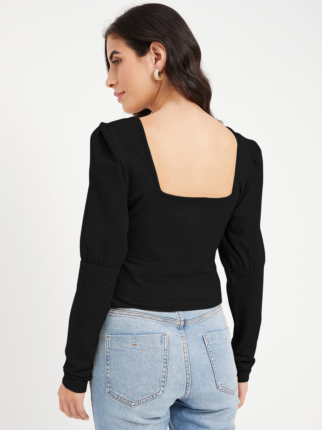 Square Neck Puff Sleeve Casual Top