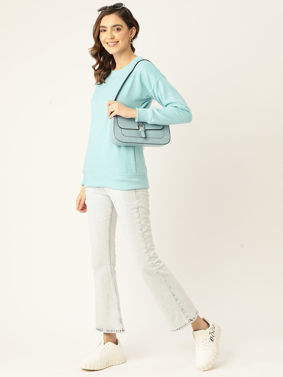 Solid Fleece Pullover Sweatshirt with Pockets