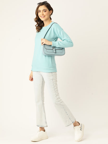 Solid Fleece Pullover Sweatshirt with Pockets