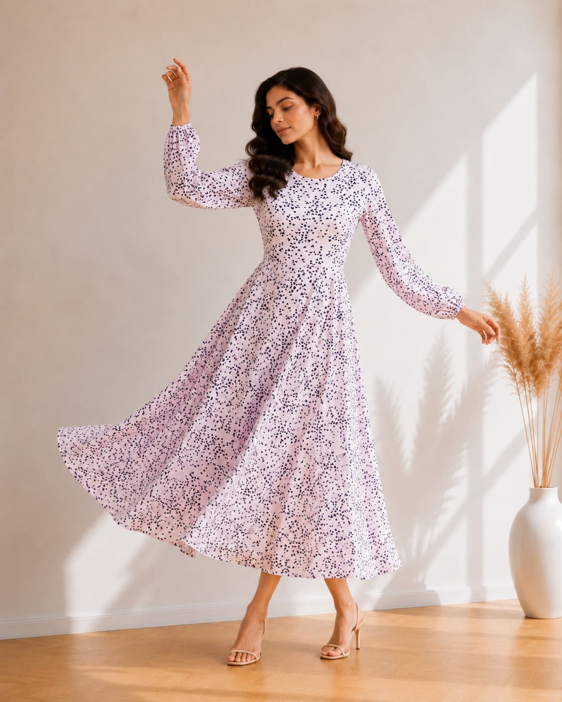 Printed Flared Western Dress.