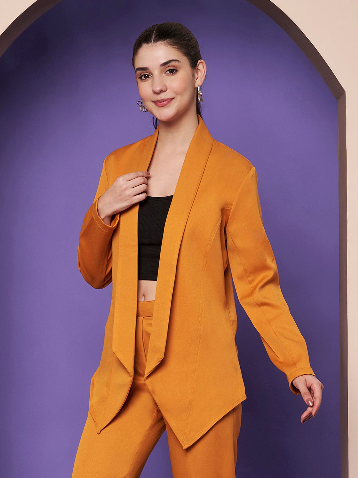 Shawl Collar Open Front Blazer